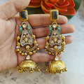Shikara Brass Fusion Amrapali Handmade Earrings - Black N Turquoise