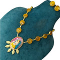 Revati Tanjore Monalisa Necklace Set- Lady Yellow