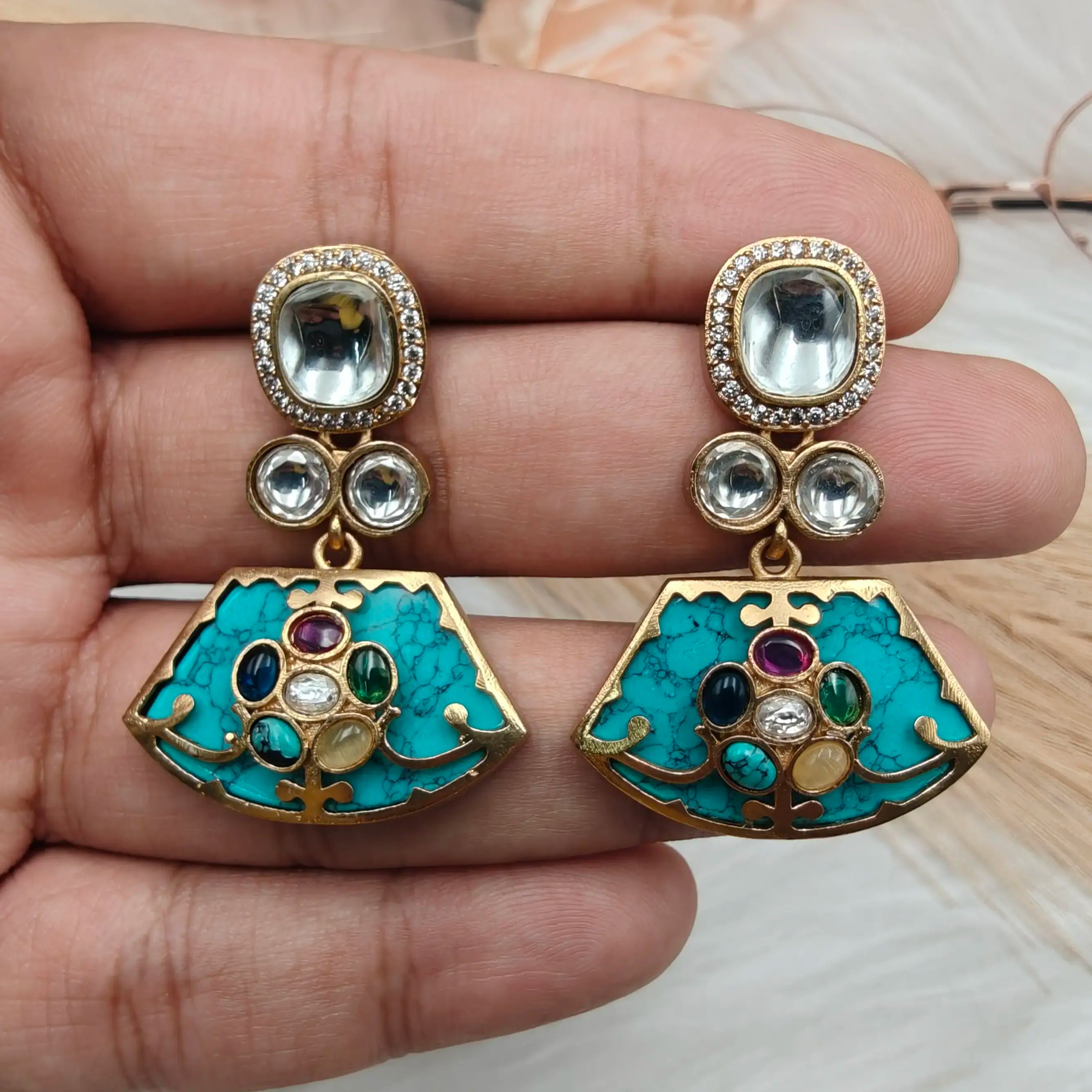 Taniya Holdali Earrings - Turquoise