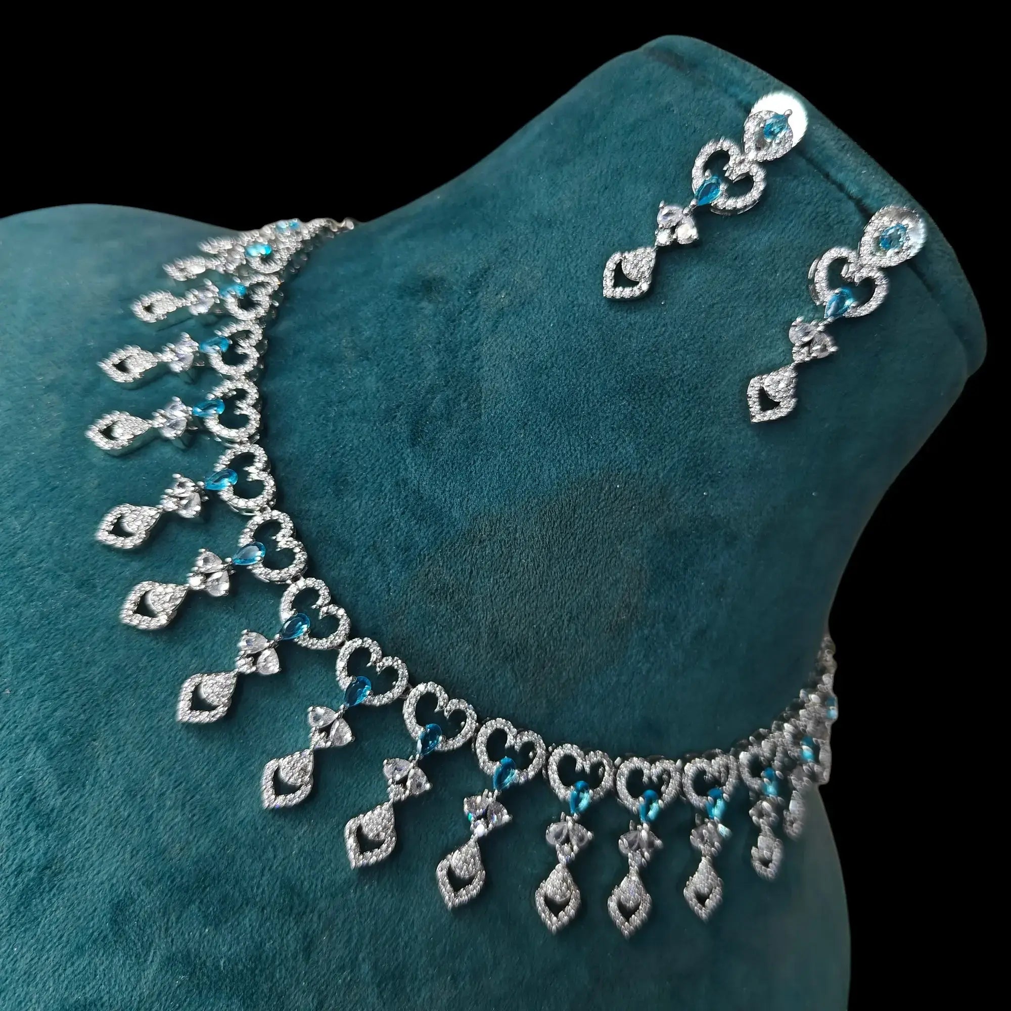 Zivaah AD Necklace Set- Sky Blue