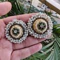 Vidya Amrapali Brass Fusion Studs- Green