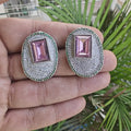 Jiya Swarovski AD Earrings- Pink