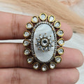 Shafa Uncut Polki Moissanite Ring- White Shell Stone