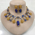 Sabyasachi Inspired Vrishali Tourmaline Doublet Necklace Set - Blue
