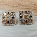 Zarqa Sunheri Kundan Studs- Ruby n Green