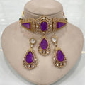 Tanisha Premium Doublet Necklace Set- Purple