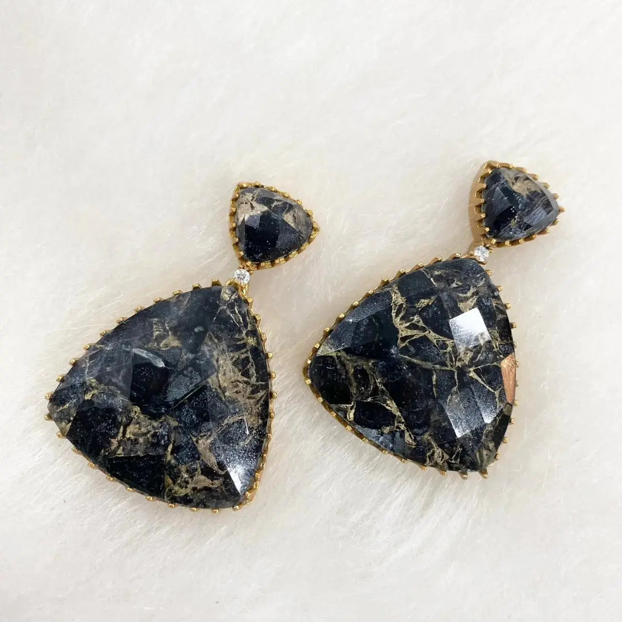 Siya Tourmaline Doublet Earrings- Black