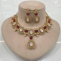Vaibhavi Uncut Polki Necklace Set - Ruby
