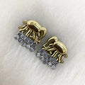 Dual Tone German Silver Elephant Earringa- White