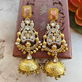 Shikara Brass Fusion Amrapali Handmade Earrings - Pink N White