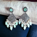 Kanishka Silver Earrings- Sea Green