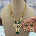 Suman Chain Necklace Set - Green