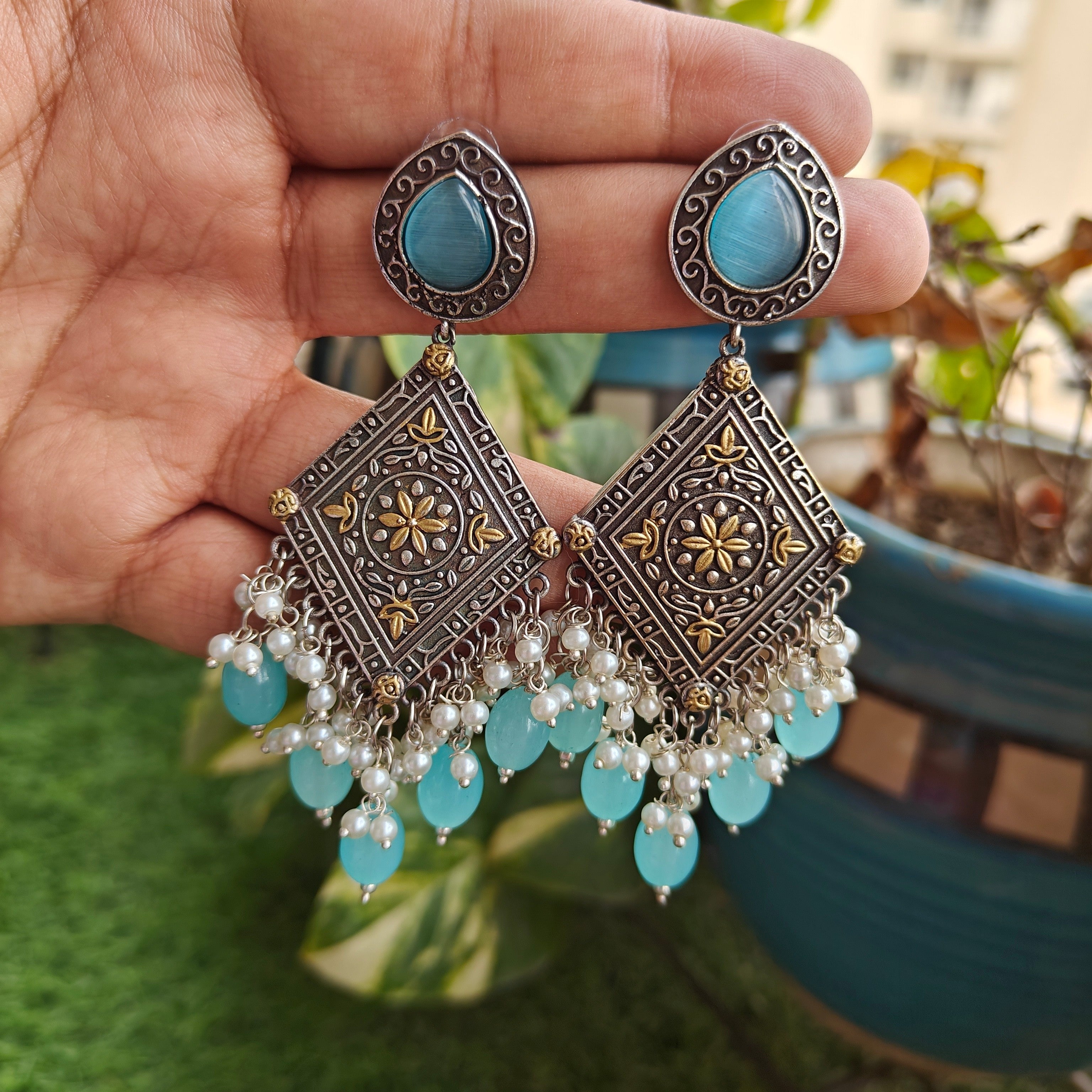 Kanishka Earrings- Sky Blue
