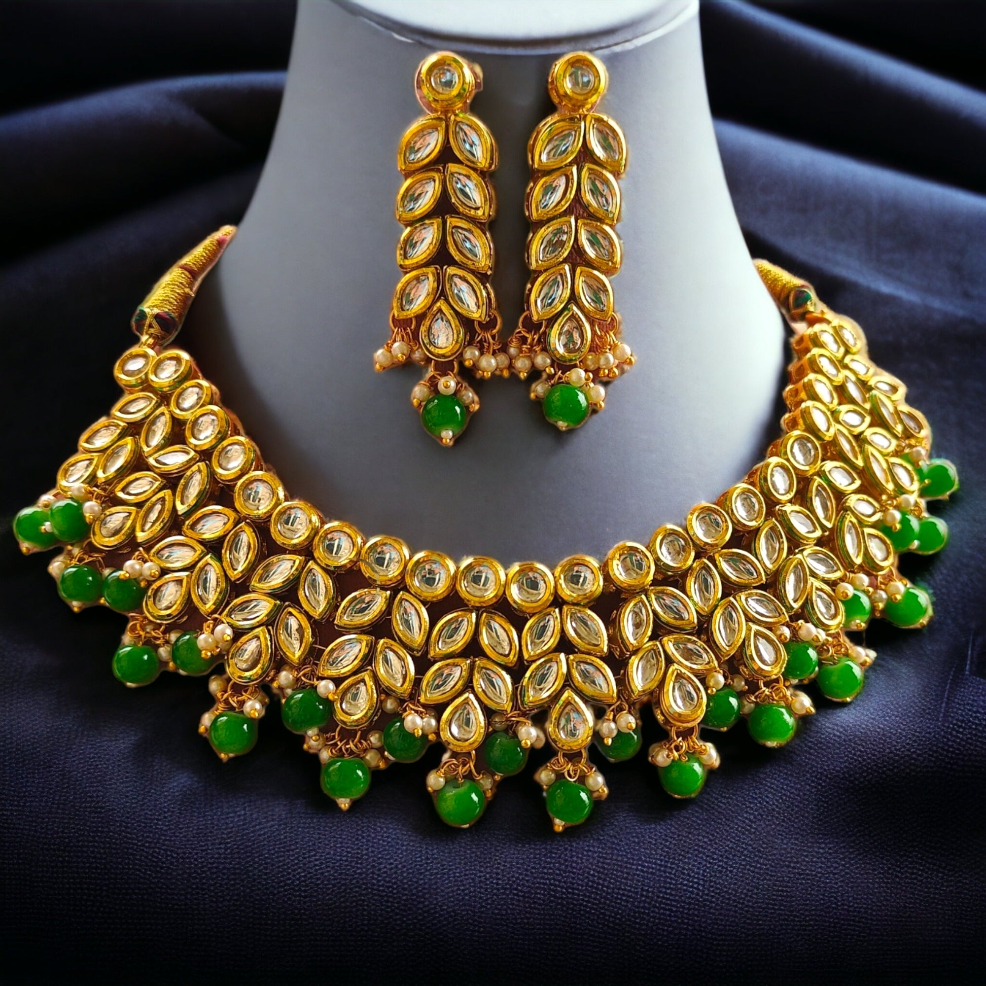 Kahi Kundan Set- Parrot Green