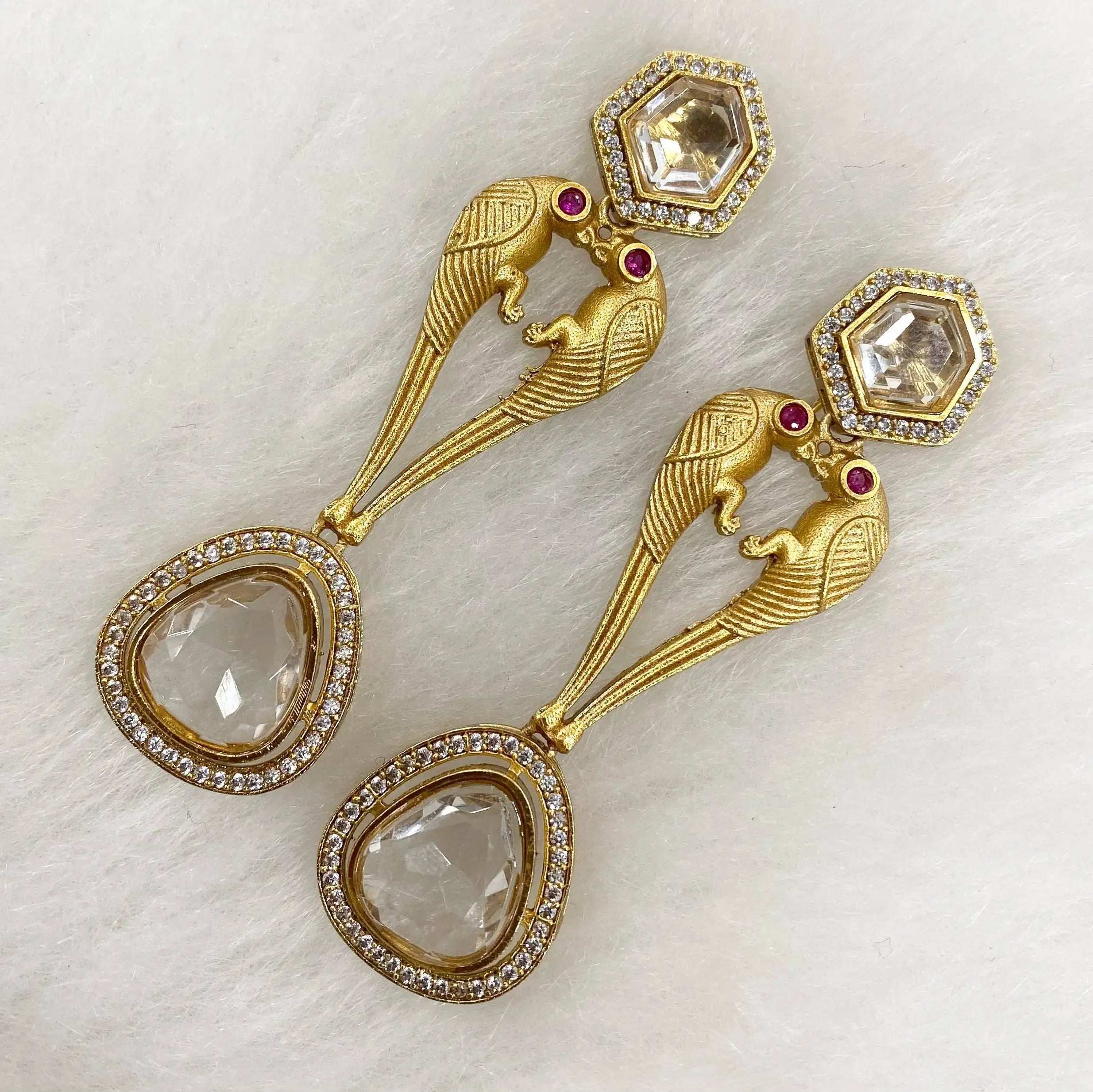 Chitra Bird Earrings - White