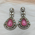 Noorvi Doublet Earrings - Pink n Mint