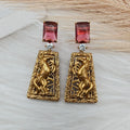 Ashwa Brass Earrings - Ruby