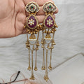 Dia Craving Stone Amrapali Brass Fusion Kashmiri Earrings - Purple