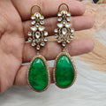 Atreyi Uncut Polki and Doublet Earrings - Light Green