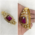 Agrima Tourmaline Doublet And Baguette Openable Bracelet- Ruby Pink