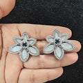 Shell Stone. Flower Earrings- Blue