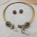 Nayab Amrapali Brass Fusion Collar Hasli Set- Multi