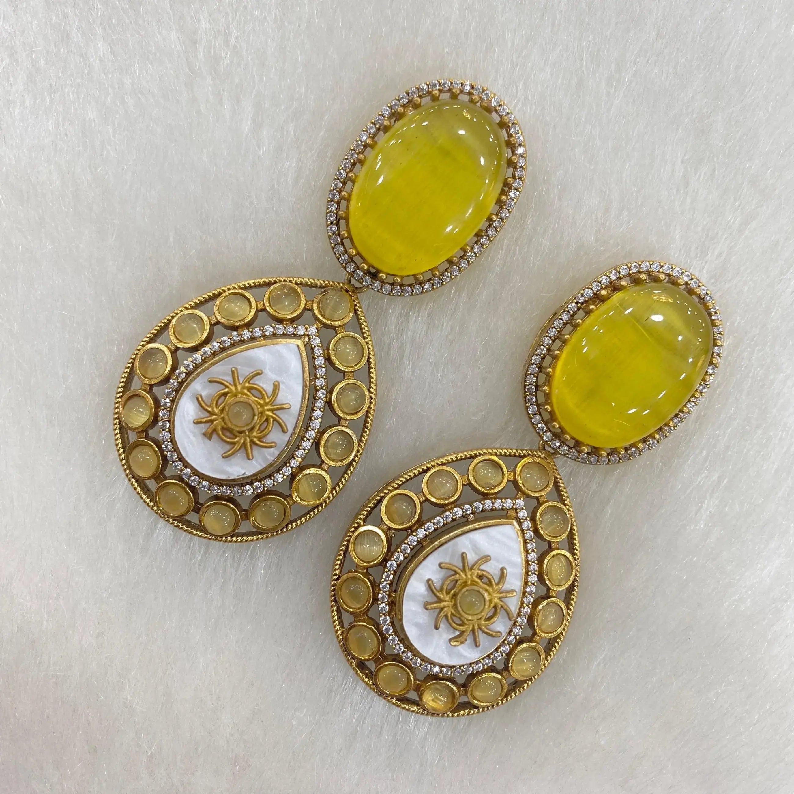 Roohani sabyasachi Inspired Earrings- Yellow