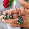 Ruhi Hand Painted Pendant Set- Green