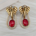 Ganesha Doublet Statement Earrings - Red