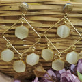 Asma Monalisa Dangler Earrings - White
