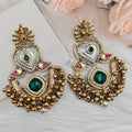 Ehsaas Doublet Brass Fusion Amrapali Earrings - Emerald Green
