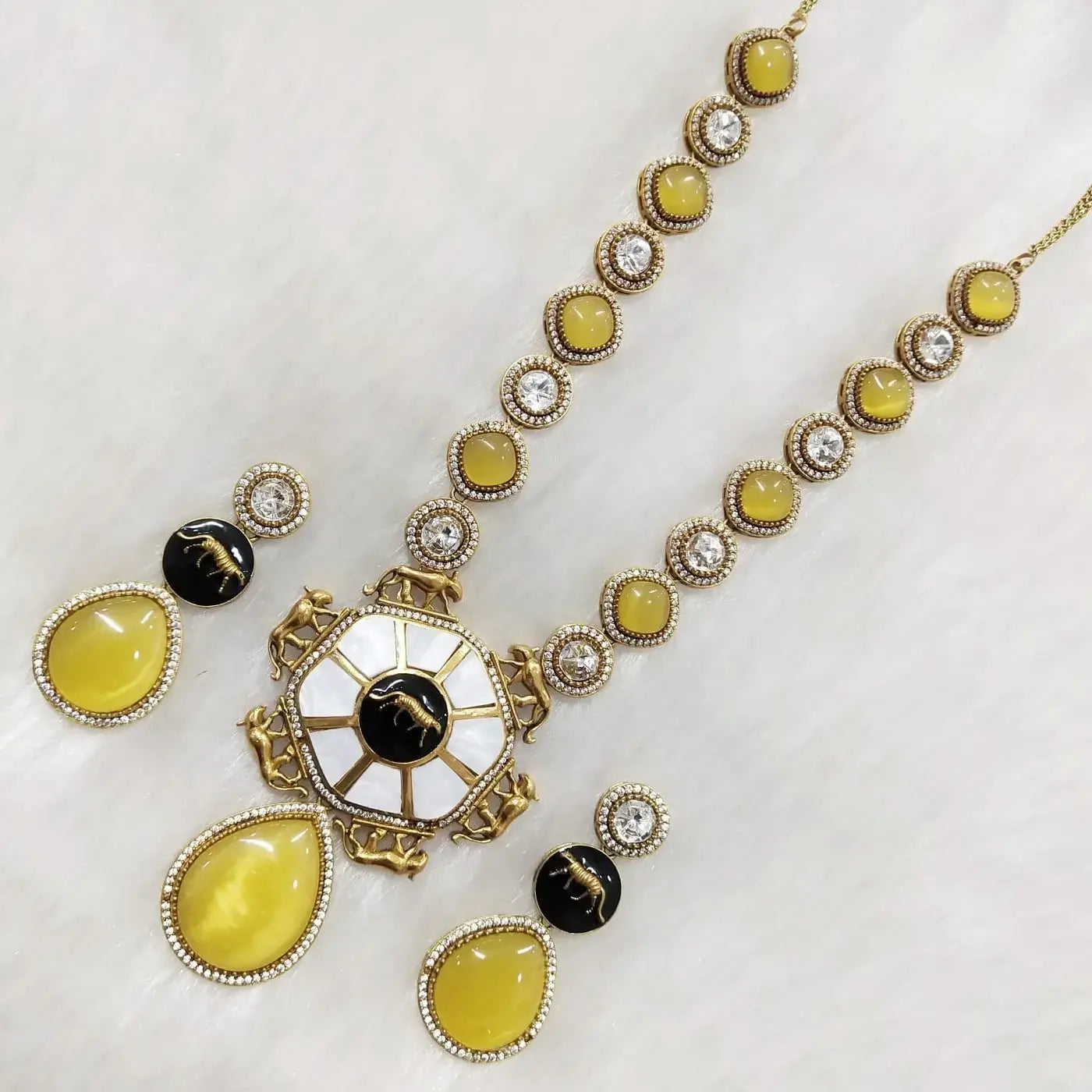 Amaya Sabyasachi Inspired Fusion Necklace Set- Yellow