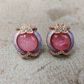 Butterfly Italian Meena Premium Doublet Studs - Pink