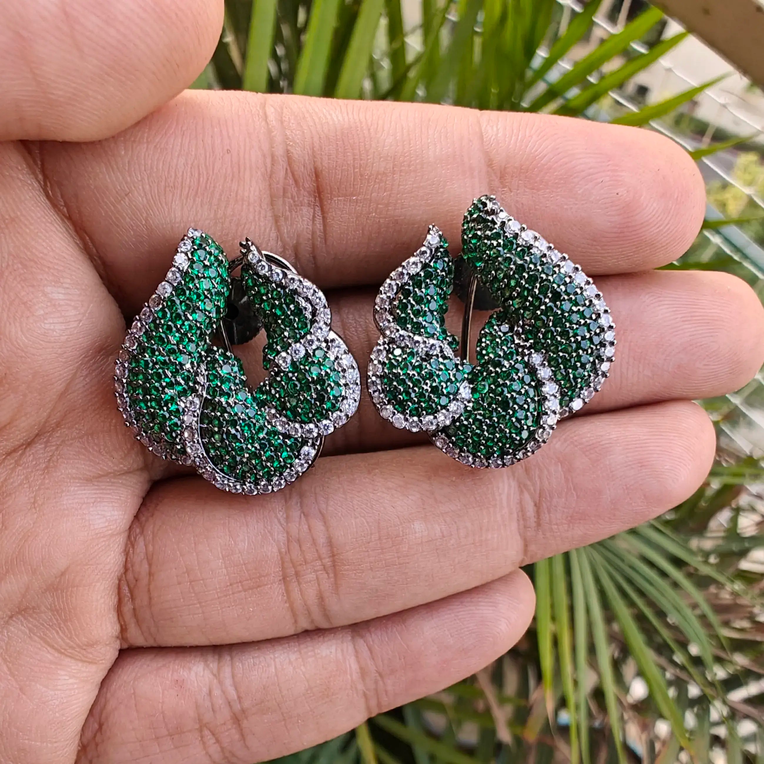 Kelsi Nano AD Statement Earrings- Green