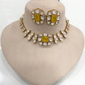 Noorani Uncut Polki Moissanite Doublet Choker Set - Yellow