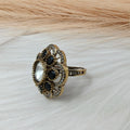 Niharika Uncut Polki Ring- Black