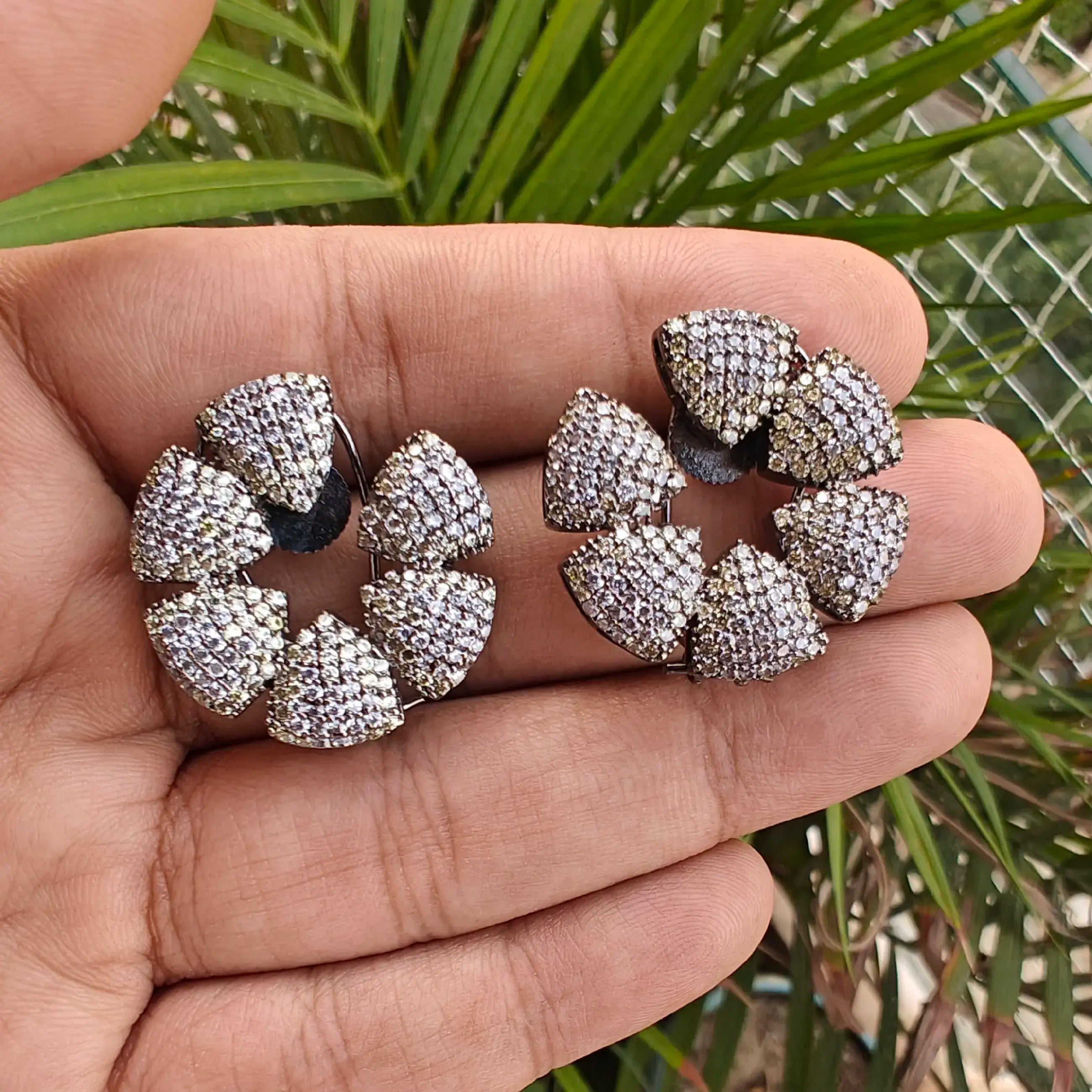 Claudia Nano AD Statement Earrings- Silver N Gold