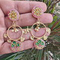 Tanjore Druzy Earrings- Pink