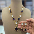 Shelly Uncut Polki Necklace Set - Purple