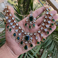Ruksana Uncut Moissanite Emerald Necklace Set