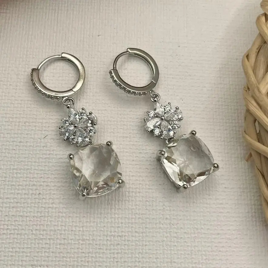 Sonali Swarovski Crystal Zirconia Earrings - White