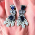 Kavya Silver Replica Earrings- Blue