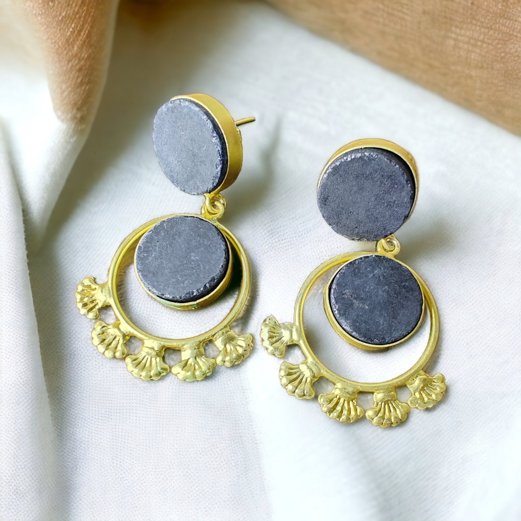 Adita Druzy Earrings- Black