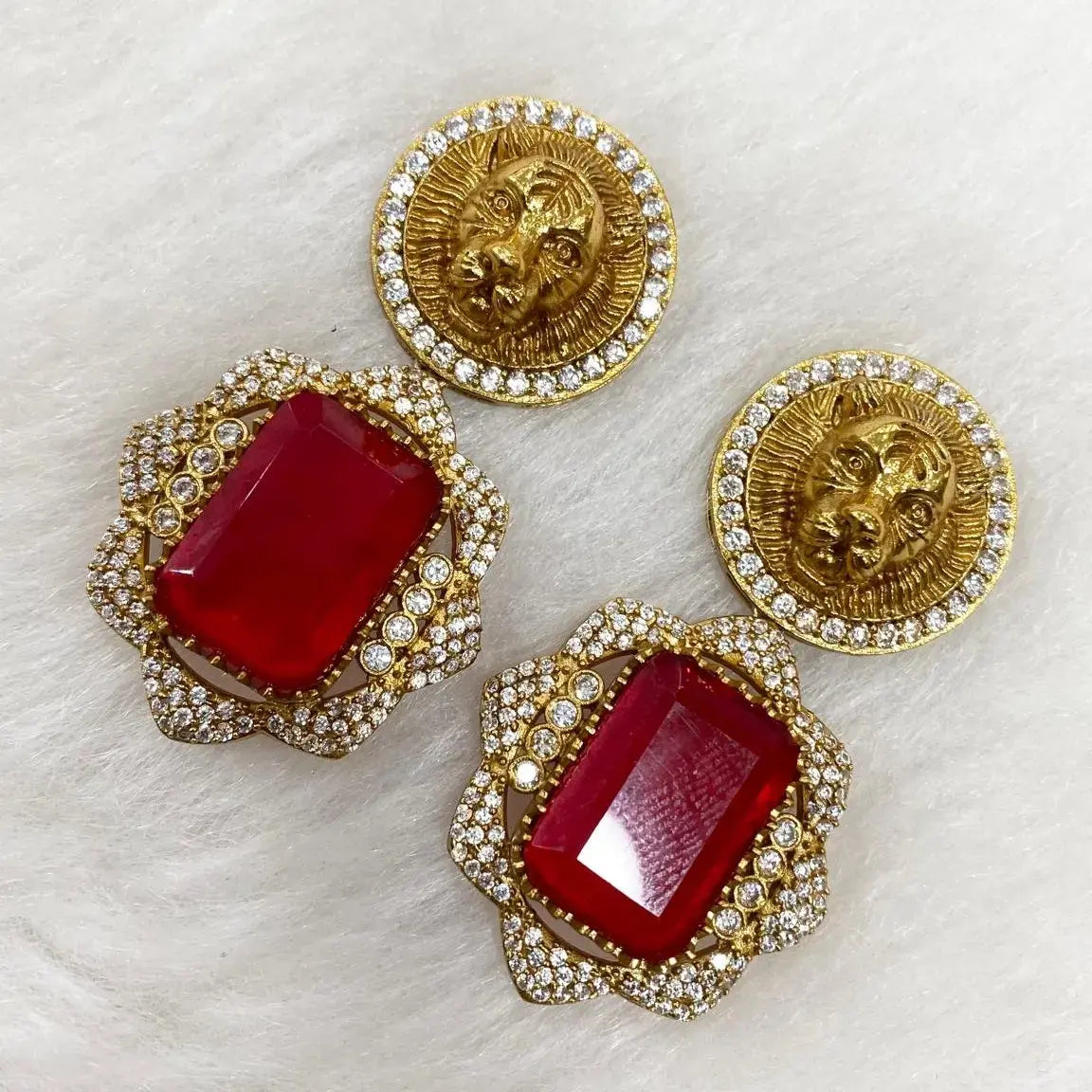 Sabyasachi Inspired Elekha Doublet Earrings- Red