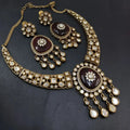 Shafa Uncut Moissanite Polki Hasli Necklace Set - Ruby