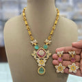 Suman Chain Necklace Set - Pink And Mint