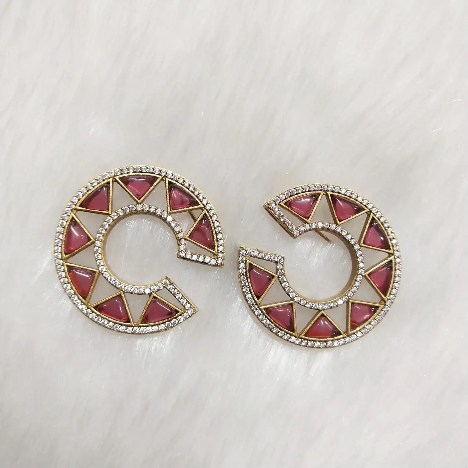 Inkari Statement Earrings- Ruby