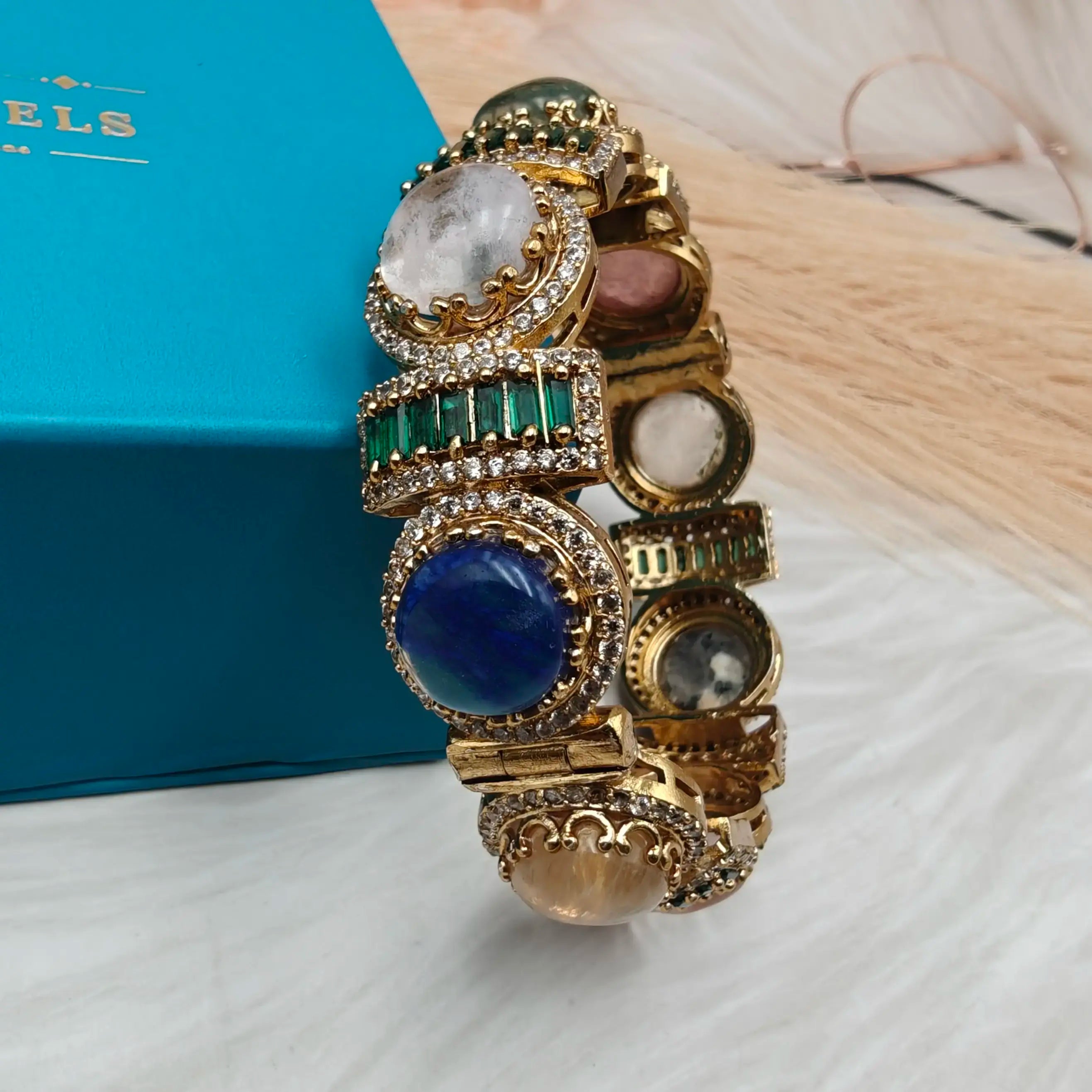 Banno Sabyasachi Inspired Openable Bangle - Green Multi