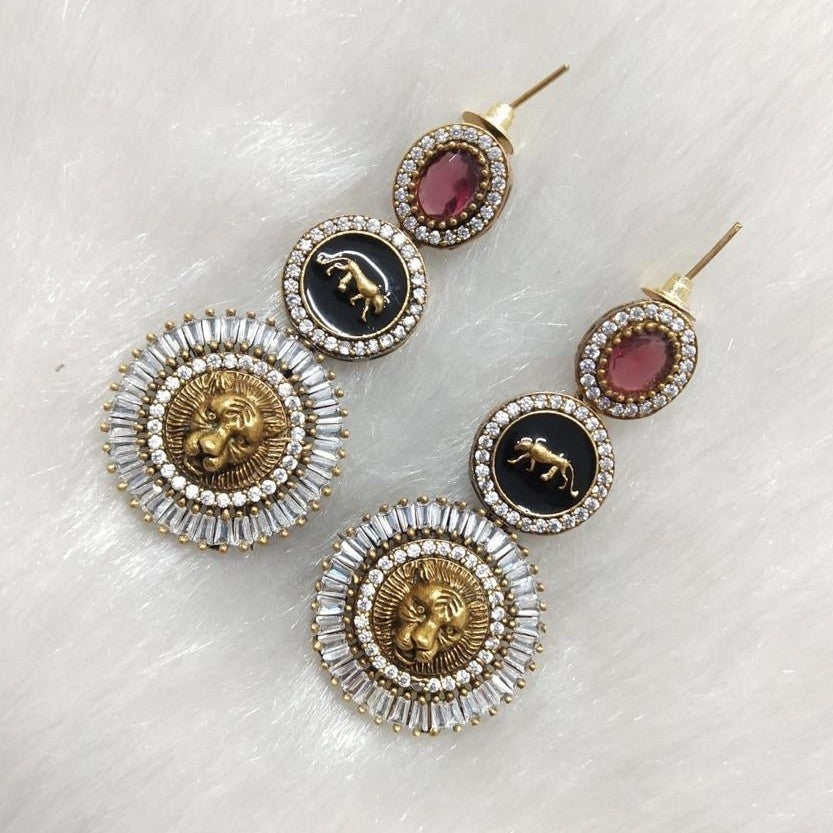 Sabyasachi Inspired Minaar AD Earrings- Ruby
