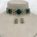 Falguni Monalisa German Silver Choker Set- Green